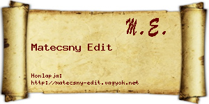 Matecsny Edit névjegykártya